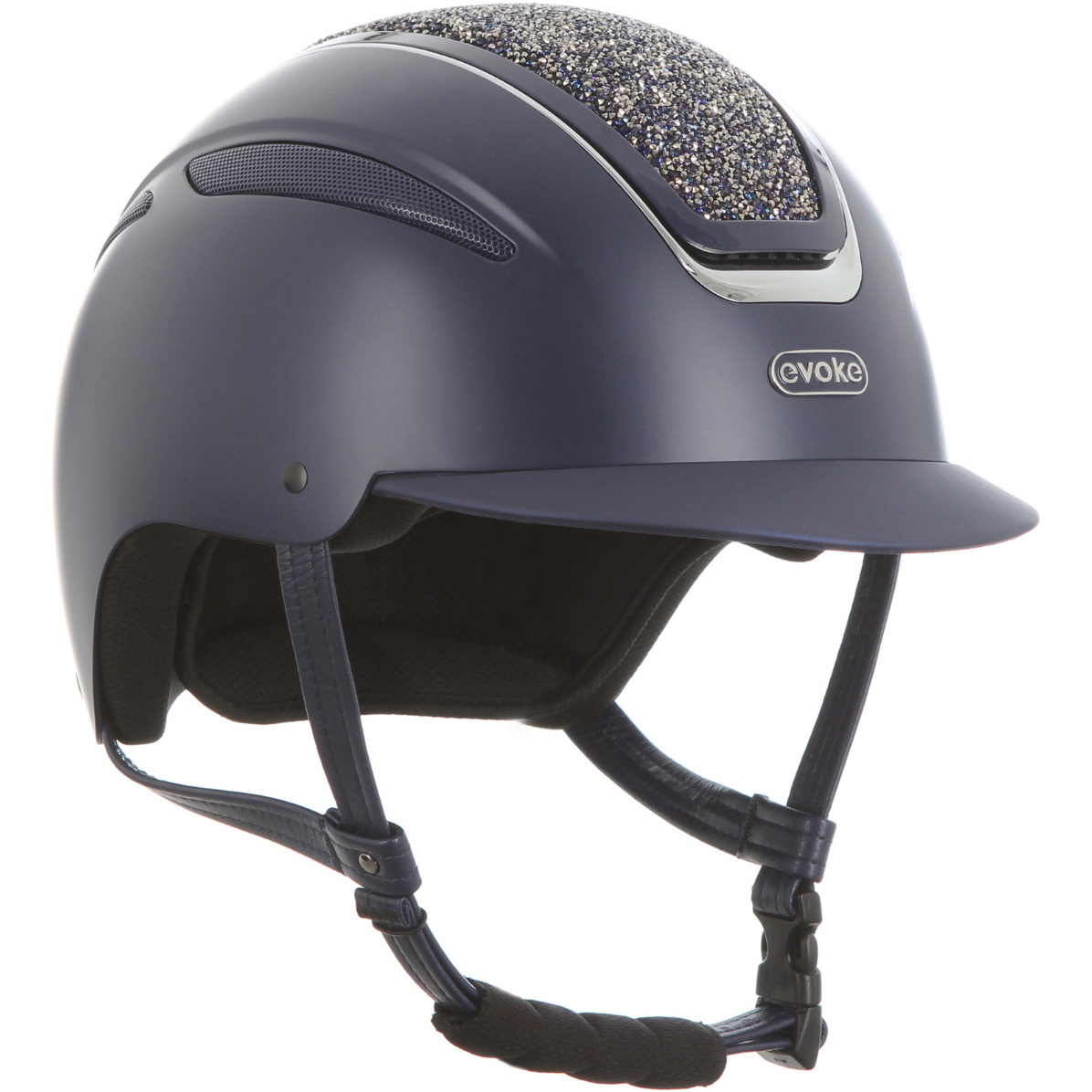2026 Evoke Unisex Callisto Classic Peak Riding Hat & Liner 200372003 - Navy / Crystal